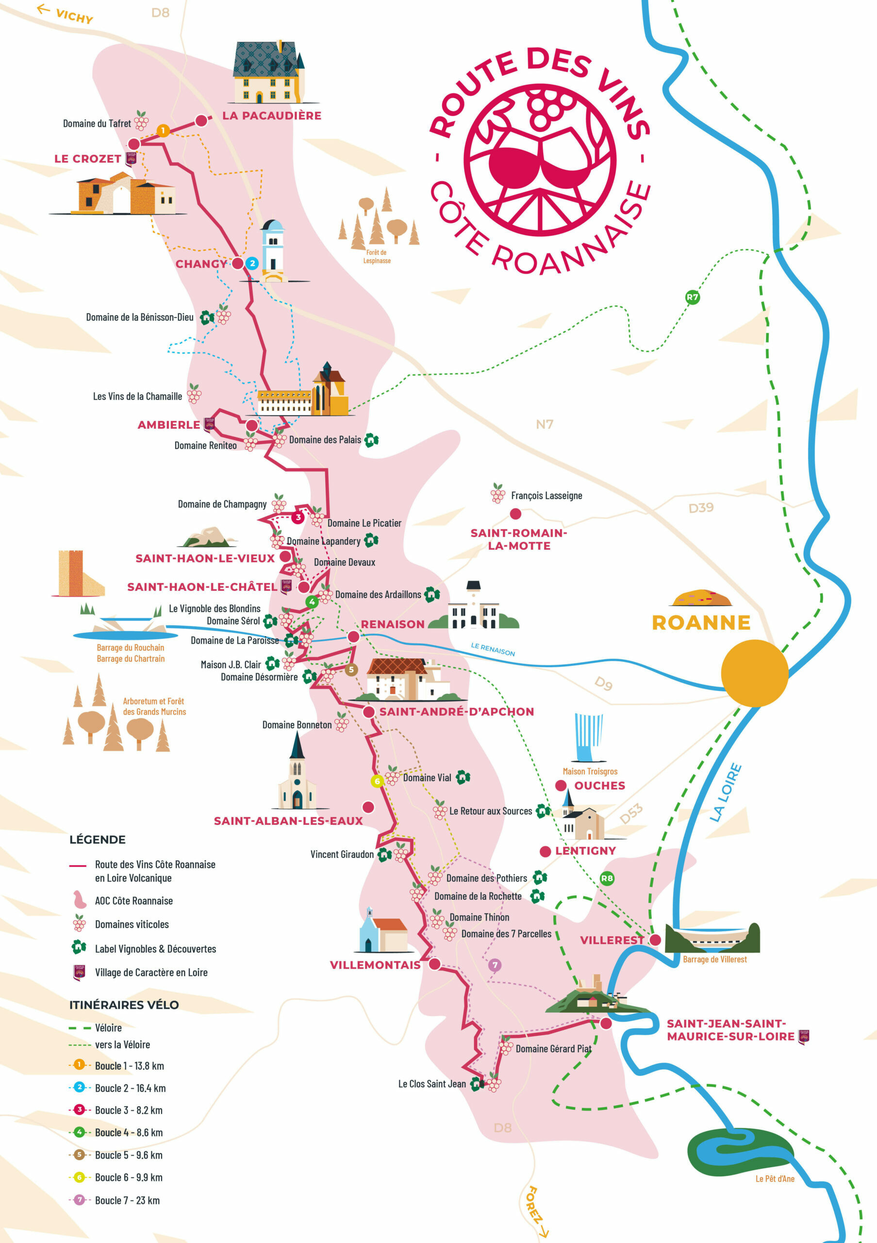 Carte Route des Vins en Côte Roannaise